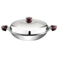 Clad Stainless Steel Wok Pan with Lid Flat Bottom 14 inch (35cm) Stir