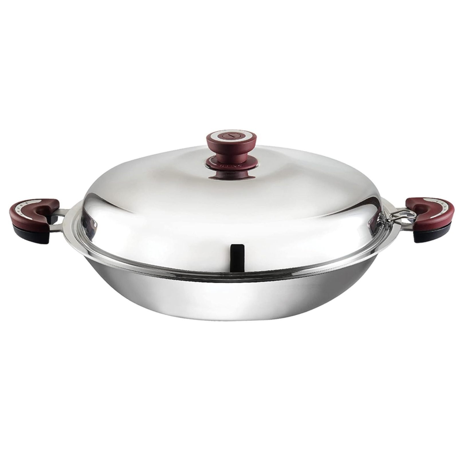 Clad Stainless Steel Wok Pan with Lid Flat Bottom 15 inch (38cm) Stir