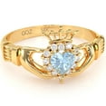 thumbnail image 1 of Claddagh Aquamarine Diamond Ring In Solid 14k Yellow Gold, 1 of 6
