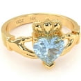 thumbnail image 1 of Claddagh Aquamarine Ring In Solid 14k Yellow Gold, 1 of 6