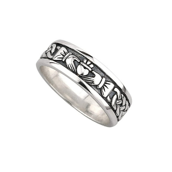 Claddagh Band Mens Oxidized Sterling Silver Sz 11