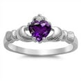 thumbnail image 1 of Claddagh Benediction Simulated Amethyst Cubic Zirconia Ring Sterling Silver 925 Size 6, 1 of 3