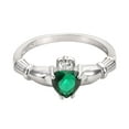 thumbnail image 1 of Claddagh Benediction Simulated Emerald Cubic Zirconia Ring Sterling Silver Size 5, 1 of 3