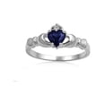 thumbnail image 1 of Claddagh Benediction Simulated Sapphire Cubic Zirconia Ring Sterling Silver 925 Size 8, 1 of 2