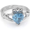 thumbnail image 1 of Claddagh Blue Topaz Ring In Solid 14k White Gold, 1 of 6