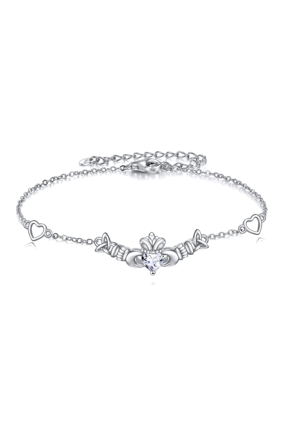 Claddagh Bracelet 925 Sterling Silver Celtic Knot Beach Bracelet Irish Jewelry Gift for Women