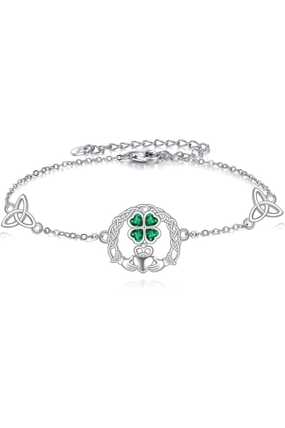 Claddagh Bracelet 925 Sterling Silver Claddagh Irish Celtic Knot Good Luck Jewelry Gifts for Women Female Mother Lover