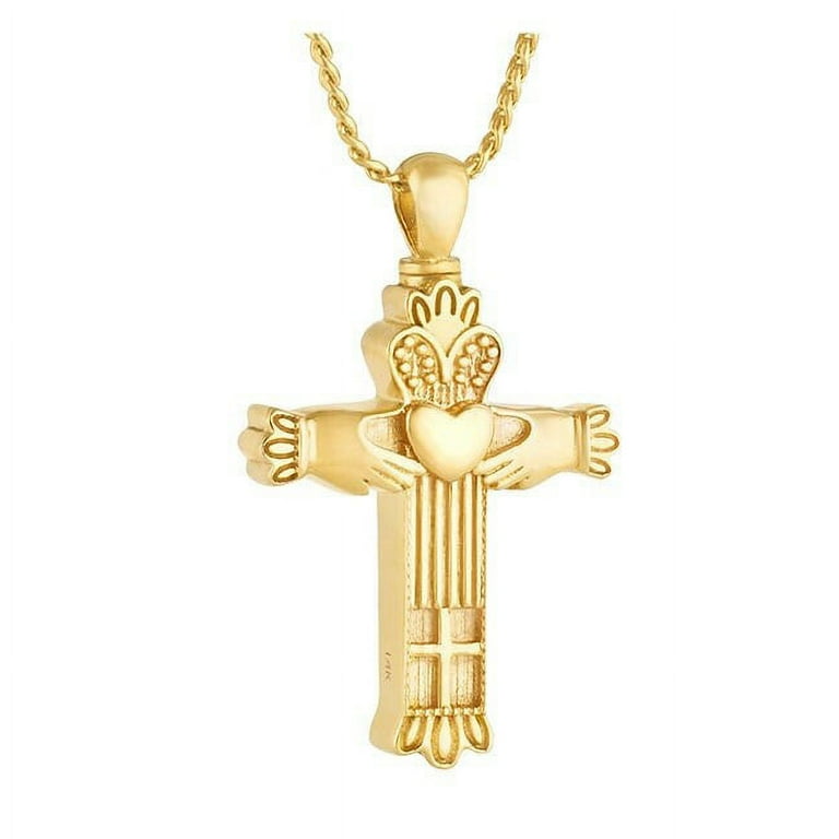 Claddagh Cross 14KT Gold Cremation Jewelry Urn In The Light Urns
