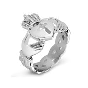 ELYA Jewelry Women's Cross Center Celtic Knot Band Claddagh Ring