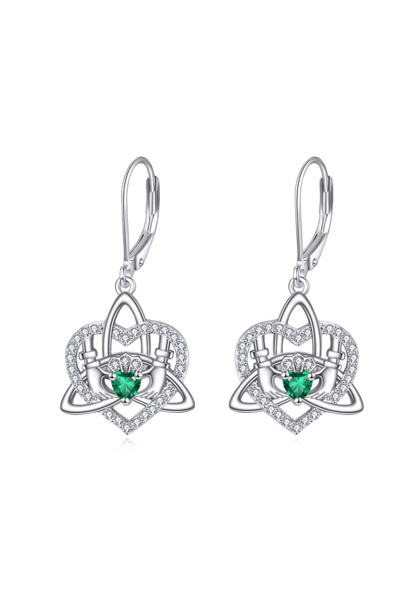 Claddagh Dangle Earrings S925 Sterling Silver Celtic Knot Earrings Irish Love Heart Jewelry for Women