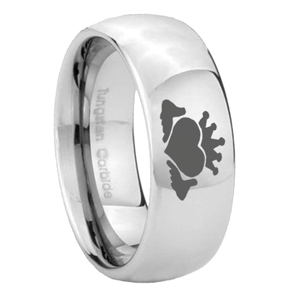 Claddagh Design Gray High Polish Dome Tungsten Men Ring 10MM