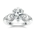 thumbnail image 1 of Claddagh Diamond Engagement Ring, Heart Shape Diamond Ring, Luxurious Three Stone Crown Diamond Ring, Forever One Ring, 925 Sterling Silver, 2.3 Ct Simulated Diamond, Anniversary Gift Ring, 1 of 3