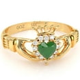 thumbnail image 1 of Claddagh Emerald Diamond Ring In Solid 14k Yellow Gold, 1 of 6