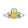thumbnail image 1 of Claddagh Engagement Ring for Women - 1.05ct Natural Citrine in 14K White Gold Promise Ring, 1 of 6