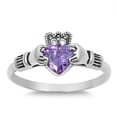 thumbnail image 1 of Claddagh Grace Simulated Amethyst Cubic Zirconia Ring Sterling Silver 925, 1 of 3