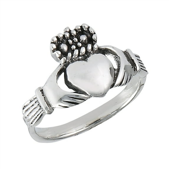 Claddagh Heart Friendship Ring .925 Sterling Silver Irish Celtic Band Jewelry Female Male Size 9