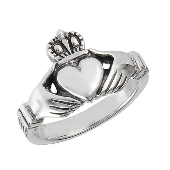 Claddagh Heart Friendship Ring .925 Sterling Silver Irish Celtic Band Jewelry Female Male Size 9
