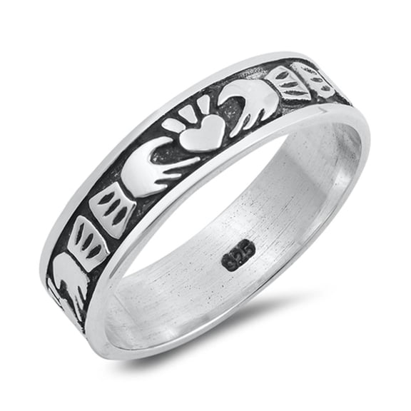 Claddagh Heart Friendship Wedding Ring .925 Sterling Silver Band Jewelry Female Male Unisex Size 4