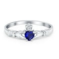 thumbnail image 1 of Claddagh Heart Promise Ring Blue Sapphire CZ 925 Sterling Silver Size 1, 1 of 7