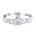 thumbnail image 1 of Claddagh Heart Promise Ring CZ 925 Sterling Silver Size 9, 1 of 7