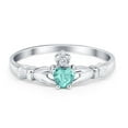 thumbnail image 1 of Claddagh Heart Promise Ring Paraiba Tourmaline CZ 925 Sterling Silver Size 6, 1 of 7