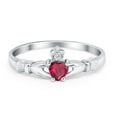 thumbnail image 1 of Claddagh Heart Promise Ring Ruby CZ 925 Sterling Silver Size 6, 1 of 7