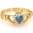 thumbnail image 1 of Claddagh Lab-Created Alexandrite Diamond Ring In Solid 14k Yellow Gold, 1 of 6
