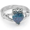 thumbnail image 1 of Claddagh Lab-Created Alexandrite Ring In Solid 14k White Gold, 1 of 6