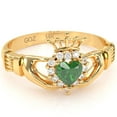 thumbnail image 1 of Claddagh Lab-Created Emerald Diamond Ring In Solid 14k Yellow Gold, 1 of 6