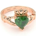 thumbnail image 1 of Claddagh Lab-Created Emerald Ring In Solid 14k Rose Gold, 1 of 6