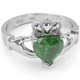 thumbnail image 1 of Claddagh Lab-Created Emerald Ring In Solid 14k White Gold, 1 of 6