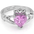thumbnail image 1 of Claddagh Lab-Created Pink Sapphire Ring In Solid 14k White Gold, 1 of 6