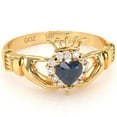 thumbnail image 1 of Claddagh Lab-Created Sapphire Diamond Ring In Solid 14k Yellow Gold, 1 of 6