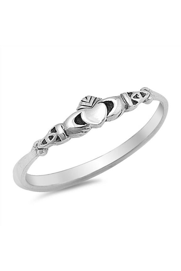 Claddagh Love Heart Celtic Knot Promise Sterling Silver Ring 925 Jewelry Female Male Unisex Size 7