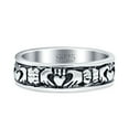 thumbnail image 1 of Claddagh Oxidized Band Solid 925 Sterling Silver Thumb Ring Size 9, 1 of 5