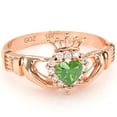 thumbnail image 1 of Claddagh Peridot Diamond Ring In Solid 14k Rose Gold, 1 of 6