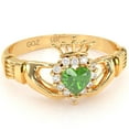 thumbnail image 1 of Claddagh Peridot Diamond Ring In Solid 14k Yellow Gold, 1 of 6