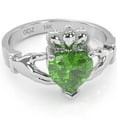 thumbnail image 1 of Claddagh Peridot Ring In Solid 14k White Gold, 1 of 6