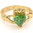 thumbnail image 1 of Claddagh Peridot Ring In Solid 14k Yellow Gold, 1 of 6