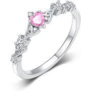 Claddagh Pink Tourmaline Birthstone Ring 925 Sterling Silver Irish Claddagh Trinity Knot Celtic Wedding Promise Ring with October Birthstone Irish Lucky Jewelry Gifts for Women Mom Her#7