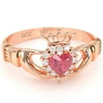 thumbnail image 1 of Claddagh Pink Tourmaline Diamond Ring In Solid 14k Rose Gold, 1 of 6