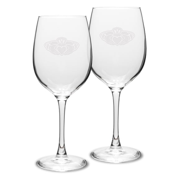 Claddagh Ring Logo 16 oz Classic White Wine Glass - Set of 2