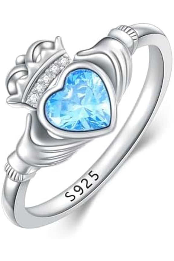 Claddagh Rings for Women 925 Sterling Silver Claddagh Heart Rings Claddagh Wedding Rings Jewelry Valentine's Day Gifts for Wife Girlfriends(Ring Size 6)