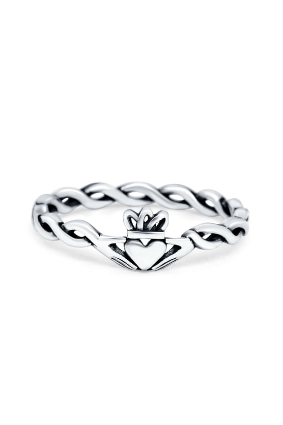 Claddagh Rope Plain Thumb Band Oxidized Ring 925 Sterling Silver Size 9
