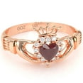 thumbnail image 1 of Claddagh Ruby Diamond Ring In Solid 14k Rose Gold, 1 of 6