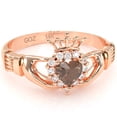 thumbnail image 1 of Claddagh Smoky Quartz Diamond Ring In Solid 14k Rose Gold, 1 of 6