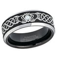 thumbnail image 1 of Claddagh Tungsten Ring - 2-Tone Mens Beveled Tungsten Carbide Wedding Band - 0.07ct Aquamarine Tungsten Ring - Personalized Tungsten Wedding Ring - Custom Made March Birthstone Ring TN667CLDs11.5, 1 of 3