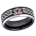 thumbnail image 1 of Claddagh Tungsten Ring - 2-Tone Mens Beveled Tungsten Carbide Wedding Band - 0.07ct Ruby Tungsten Ring - Personalized Tungsten Wedding Ring - Custom Made July Birthstone Ring TN667CLDs8.5, 1 of 3