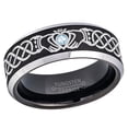 thumbnail image 1 of Claddagh Tungsten Ring - 2-Tone Mens Beveled Tungsten Carbide Wedding Band - 0.07ct Topaz Tungsten Ring - Personalized Tungsten Wedding Ring - Custom Made November Birthstone Ring TN667CLDs12.5, 1 of 3