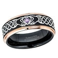 thumbnail image 1 of Claddagh Tungsten Ring - 2-Tone Rose Gold And Black Tungsten Carbide Wedding Band - 0.07ct Amethyst Tungsten Ring - Personalized Tungsten Wedding Ring - Custom Made Birthstone Ring TN779CLDs7.5, 1 of 3